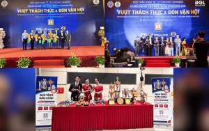 Quà Tặng Năm Châu tài trợ cúp cho Hội thảo “Doanh nghiệp Việt Nam trong kỷ nguyên mới: Vượt thách thức & đón vận hội”