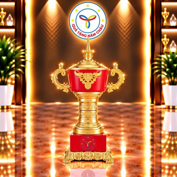 Cúp trao giải thể thao chất liệu chính kim loại, đế kim loại phối nỉ Model: CTS-C18HG