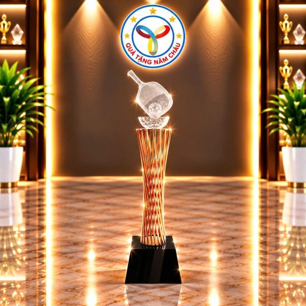 Cúp Kỹ Thuật Giải Pickleball - Thiết Kế Xoắn Đồng Nghệ Thuật Sang Trọng – Model: P1010C