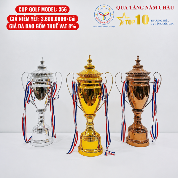 Bộ 3 Cúp Golf Cao Cấp Dáng Ly Cổ Điển, Thân Cúp Thanh Thoát - Model: 356